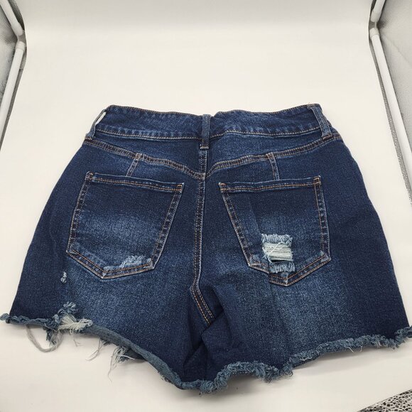 NO BOUNDARIES SZ 11 Juniors Hi Rise Destructed Jean Shorts Button Fly Cut Off - Picture 2 of 10